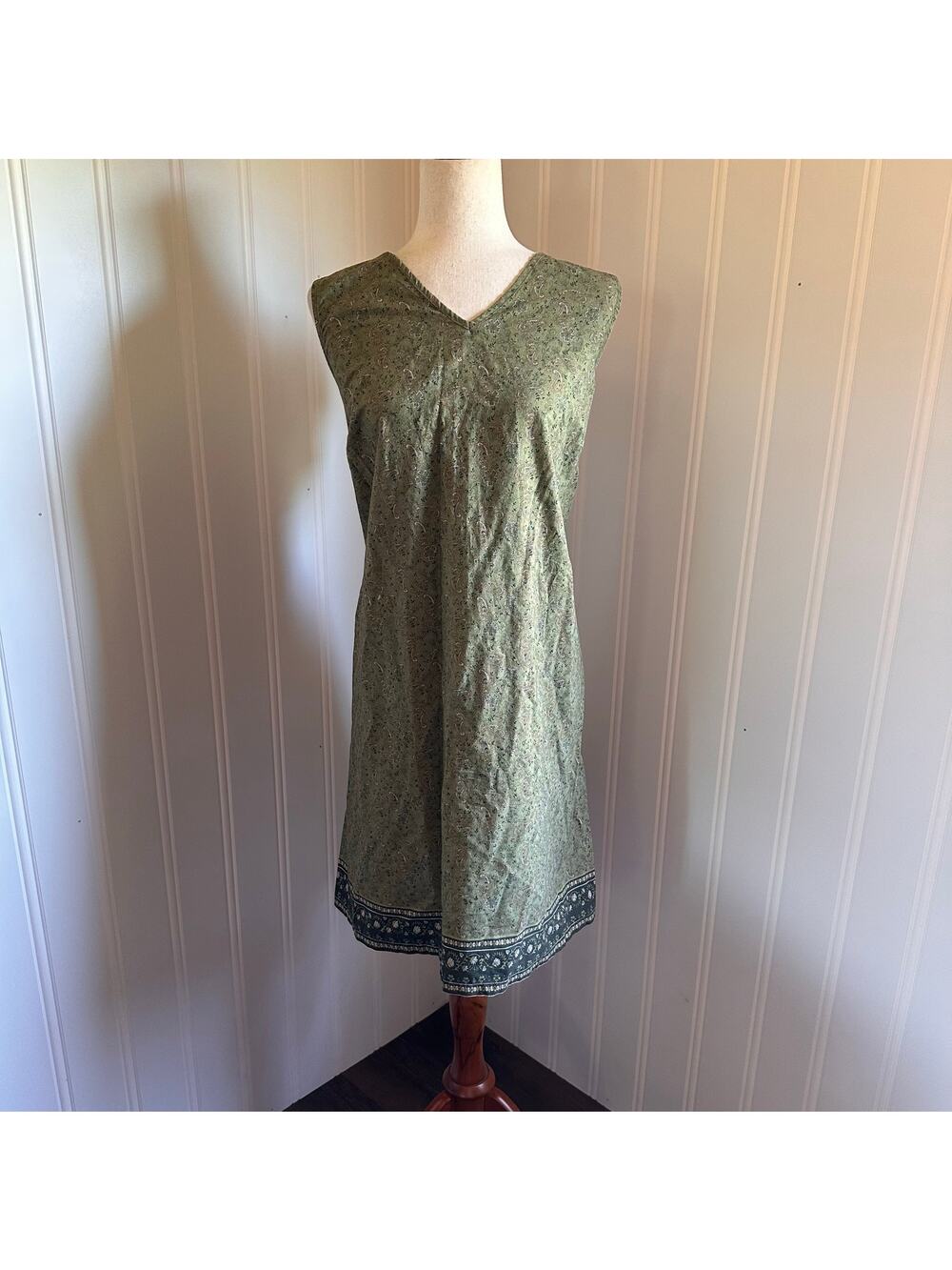 Vintage 90s Volup Green Paisley Mini Dress 22W